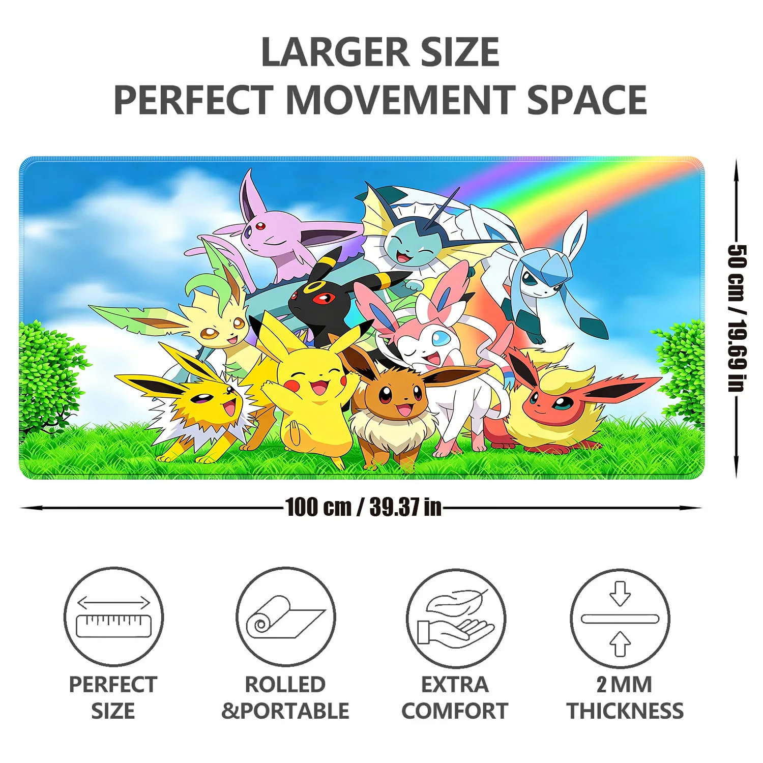 Kawaii Anime P-Pokemon HD Mouse Pad Eevee Sylveon Umbreon Pikachu XXL Mousepad Computer Keyboard Pad Game Accessories Desk Mat view 6