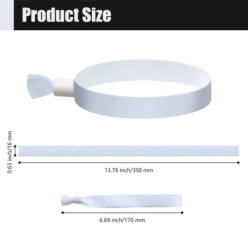 100 Pcs Cloth Event Wristbands Colored Wrist Bands Activity Wristband For Events, For Lightweight Concert Wrist Strap (White)