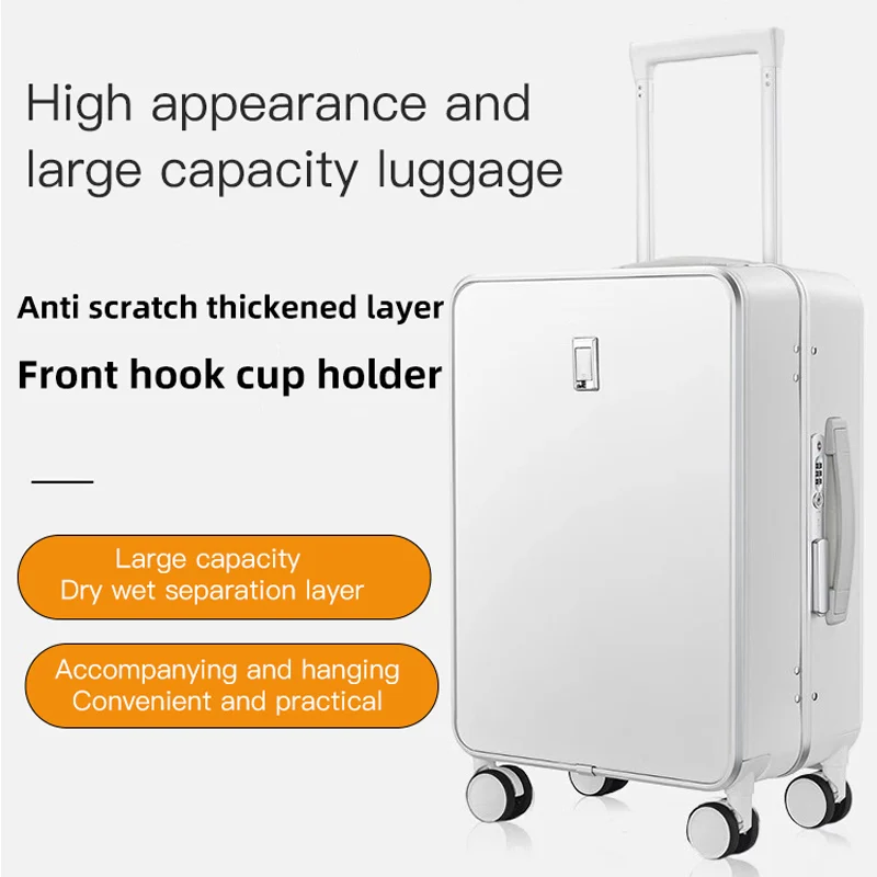 SUSHIMU Suitcase Travel Suitcase Men 20 24 26 Carry-On Luggage Women PC Aluminum Frame Trolley Case TSA password lock