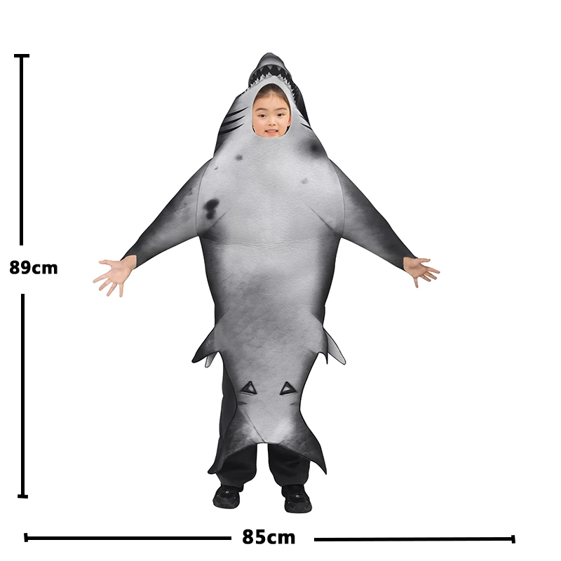 Funidelia Disfraz De Tiburón Para Adulto – Túnica Con Cola Gris/Plateada, 100% Poliéster, Talla M-L, Ideal Para Carnaval, Halloween Y Fiestas De Disfraces