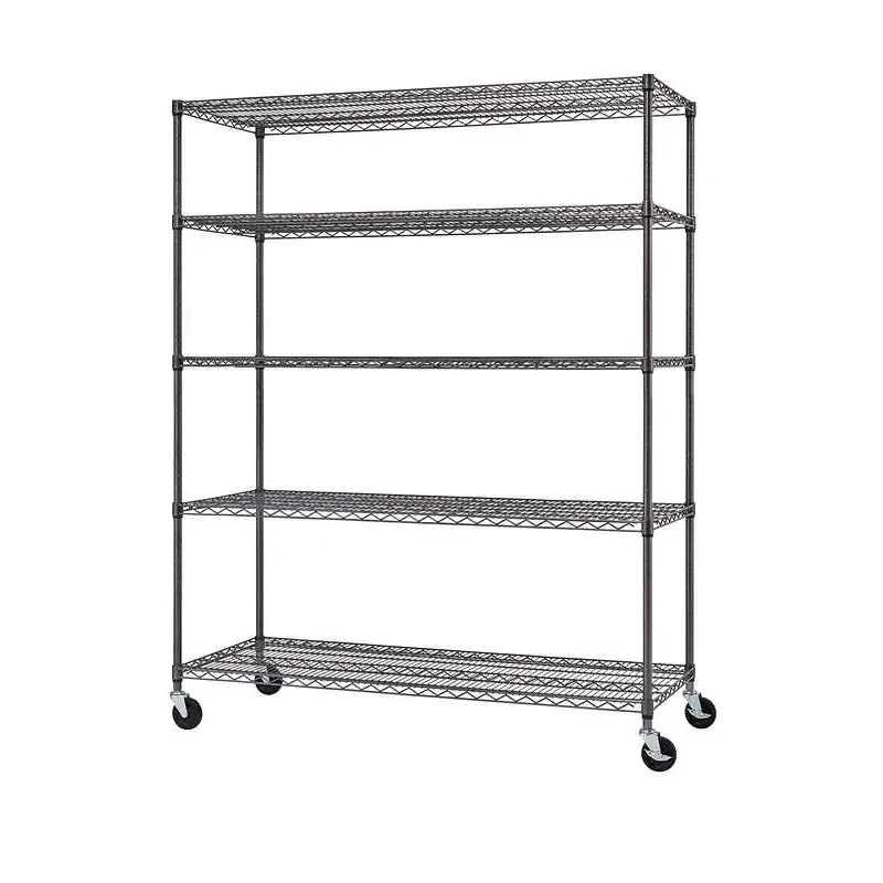 Sturdy  5-Tier Epoxy Coated Black Heavy Duty Wire Shelving Rack 60