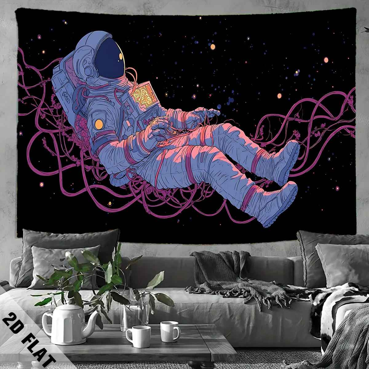 Cosmic Astronaut Floating In Space Tapestry Wall Hanging Art Decor Futuristic Design For Living Room Bedroom Home Decoration