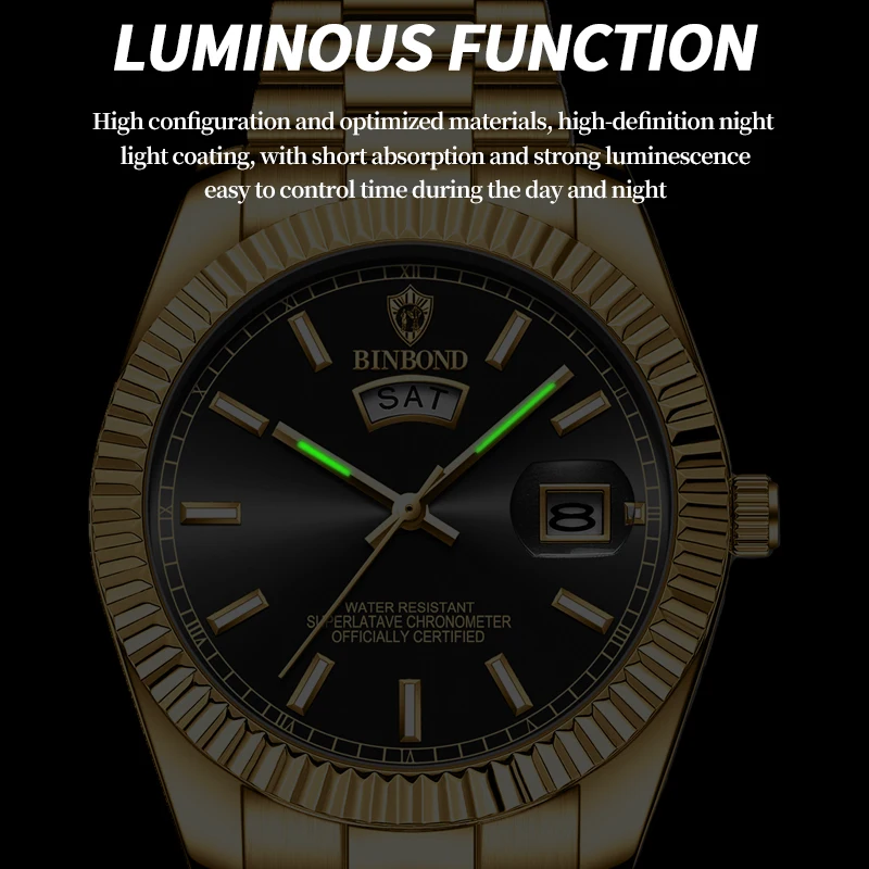 Luxury Men Quartz Watch Waterproof Date Week Luminous Wristwatch Stainless Steel Men\'s Watches Male Clock 2024 New Sports Reloj