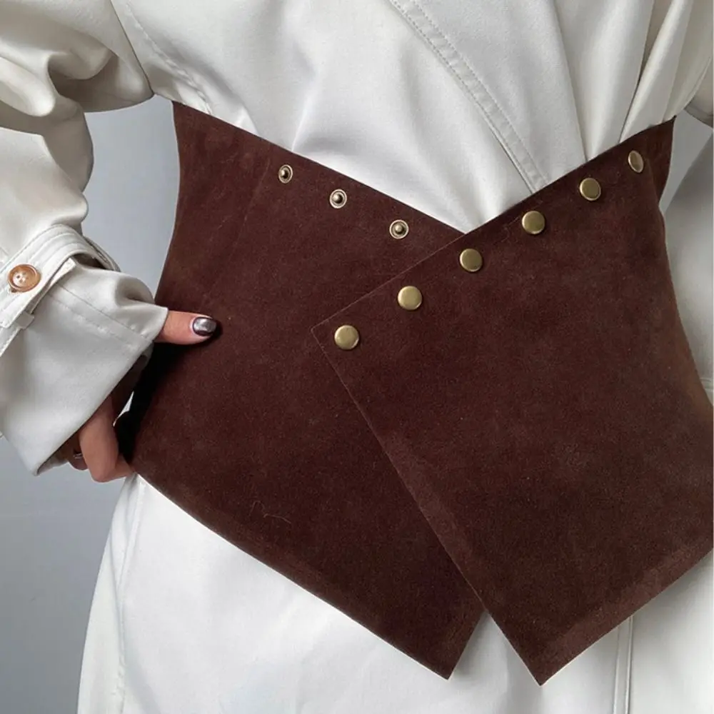 Unregelmäßiger Wildleder-Gürtel Maillard Vielseitiger Damen-Taillengürtel Luxuriöses Design Retro Ultra-breiter Taillenriemen Taillendekoration