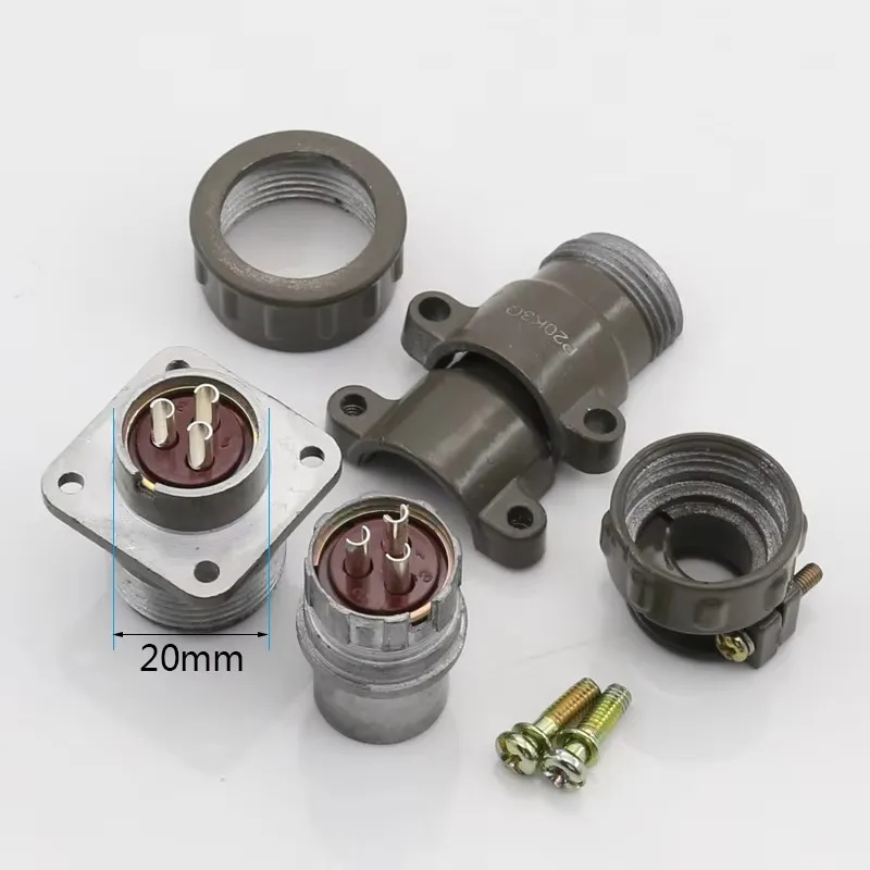 Aviation Plug Socket Round Connector P20 Series 2.3.4.5.7 Core Pins Interface Diameter 20MM