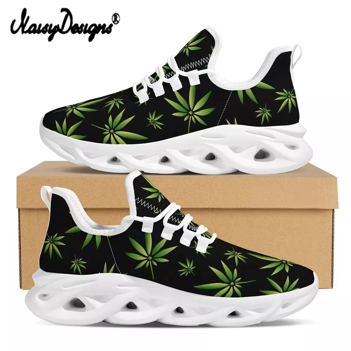 New Fashion Shoes For Men Tropical Weed Leaf Prints Casual AF Mesh Sneakers Mens Breathable Designer Zapatillas