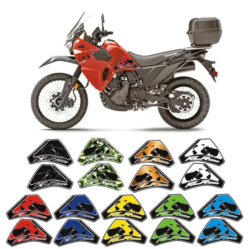 Motorcycle 3D Gel Fuel Tank Side Knee Grip Pad Decal Sticker For KAWASAKI KLR650 2021 2022 2023 KLR 650