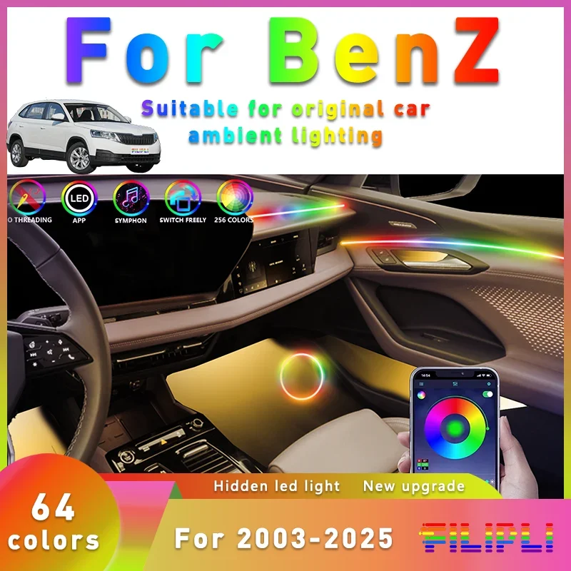 ل BenZ C-CLASS GLC E GLB A V-CLASS EQE GLA EQB VITO RGB 64 213 Hue Symphony Acrylic APP غاسل المزاج مجموعة مصابيح للسيارات