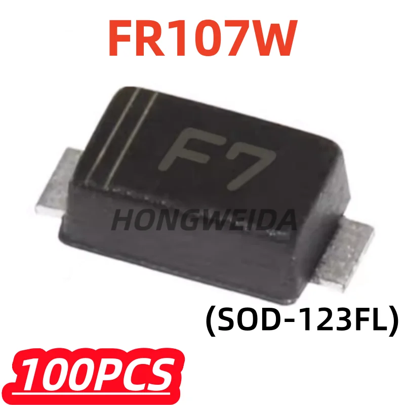 100Pcs/lot 100% New FR107W 1206 1A 1000V SOD-123FL F7 SMD Fast Recovery Rectifiers Ultra-Thin