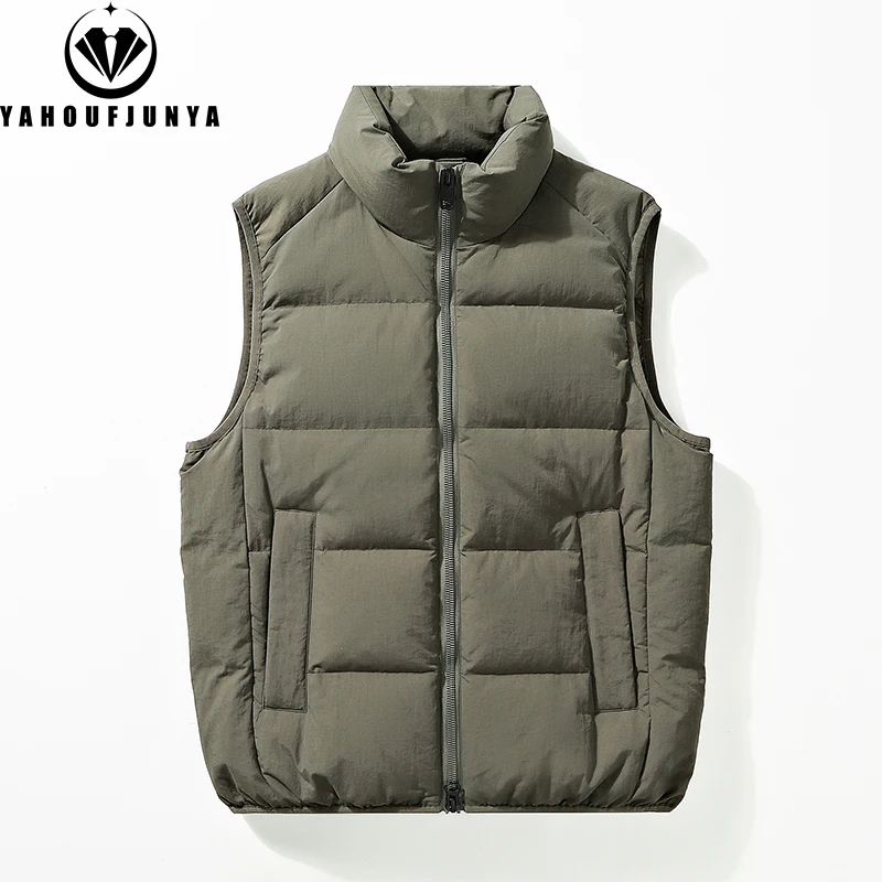 Uomo autunno senza maniche Solid Fluffy Neck Stand-up Collar Vest uomo inverno Outdoor Casual Warm allentato Zipper Fashion Vest cappotto maschile