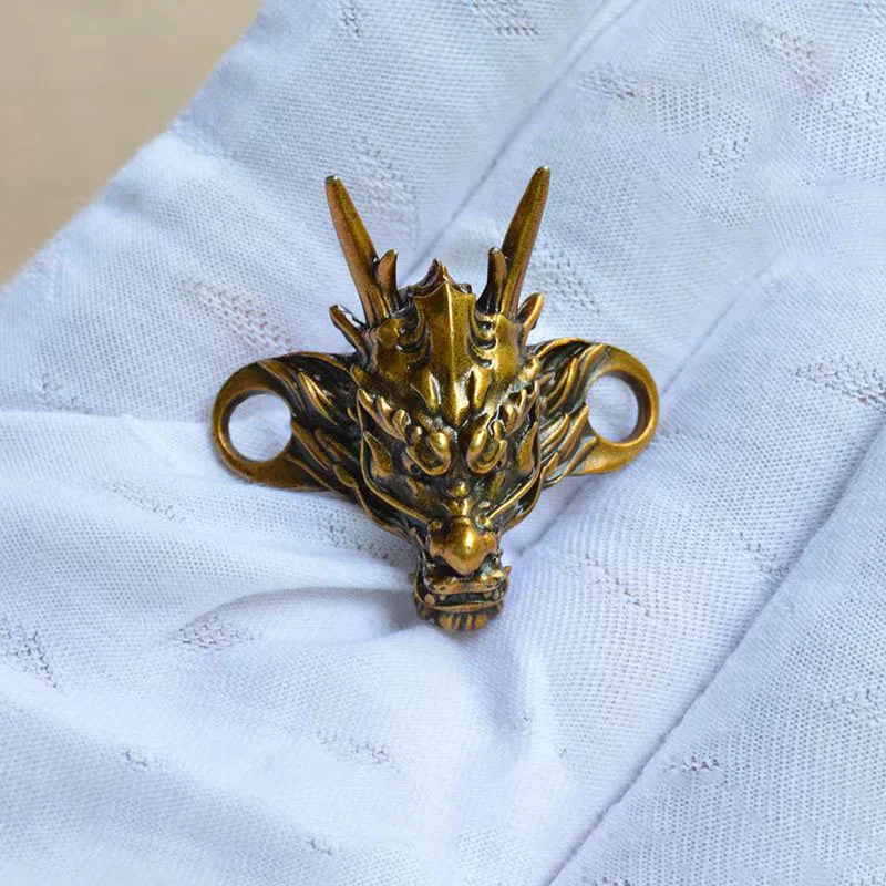 Retro Brass Dragon Head Design Shoe Buckle Pendant DIY Craft Accessories Necklace Keychain Backpack Decoration