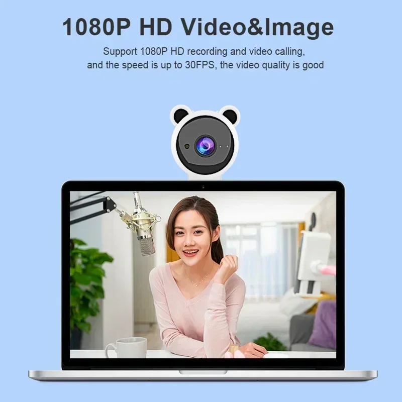 Full HD Pink Webcam 1080P HD Camera USB Webcam Web Camera With Built-In Microphone Video Camera Focus Night Vision Computer