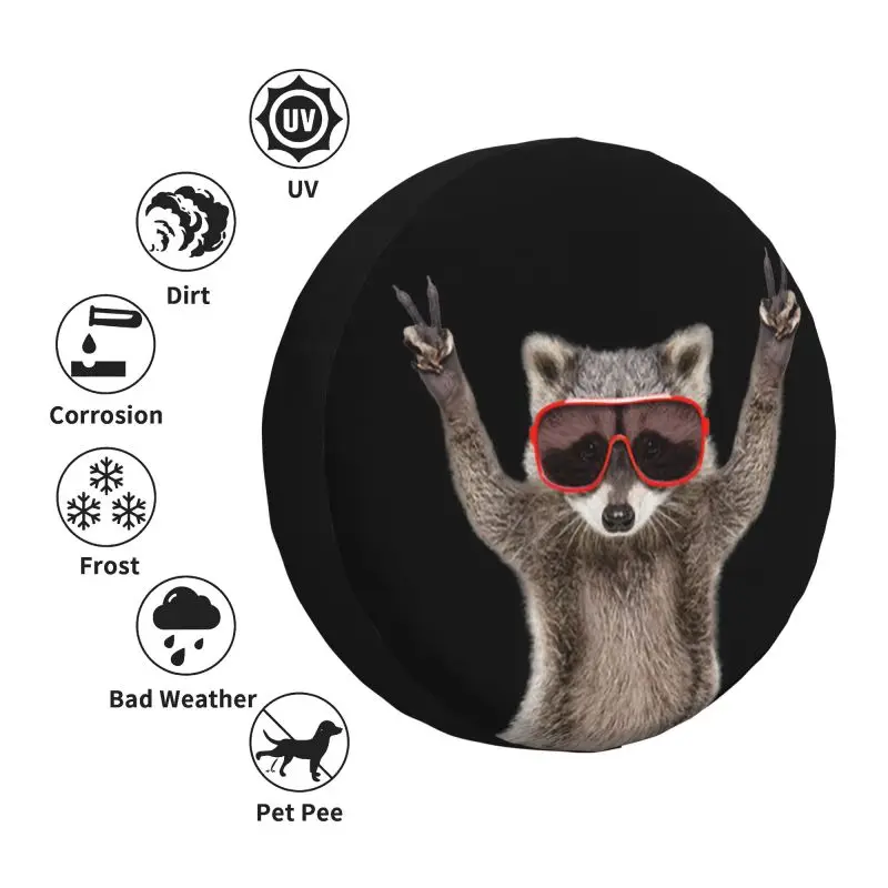 Custom Funny Raccoon Spare Tire Cover for Jeep Grand Cherokee Animals 4WD 4x4 Trailer Car Wheel Protectors 14\