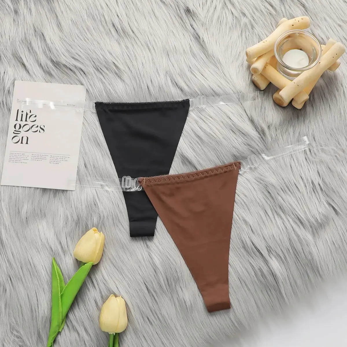 Viomisha 2PCS/Set Seamless Panties Women Sexy Underwear Ice Silk Underpants Low Waist G-string Female Soft Ultra-thin Briefs