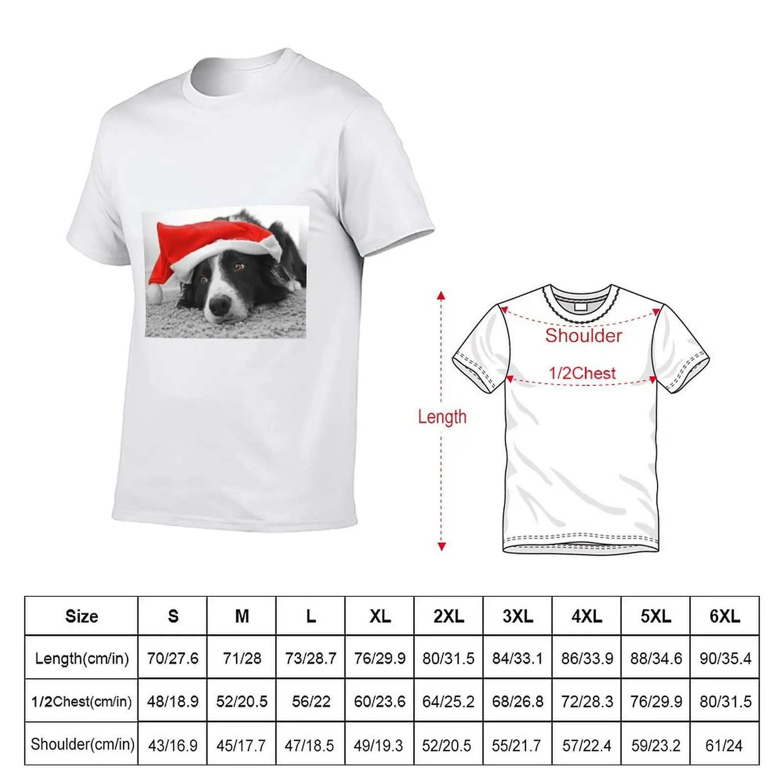 Border Collie Christmas Card - Santa's Little Helper T-Shirt Halloween Casual T-Shirt