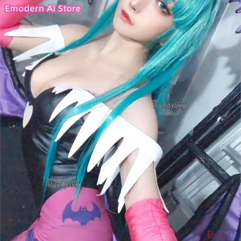 Miccos Game Tumes المرأة لعبة القلب الجوف الأعلى موريجان تأثيري كوسبروفе مع أجنحة طماق Darkstalkers الشيطانة البدلة أنيمي