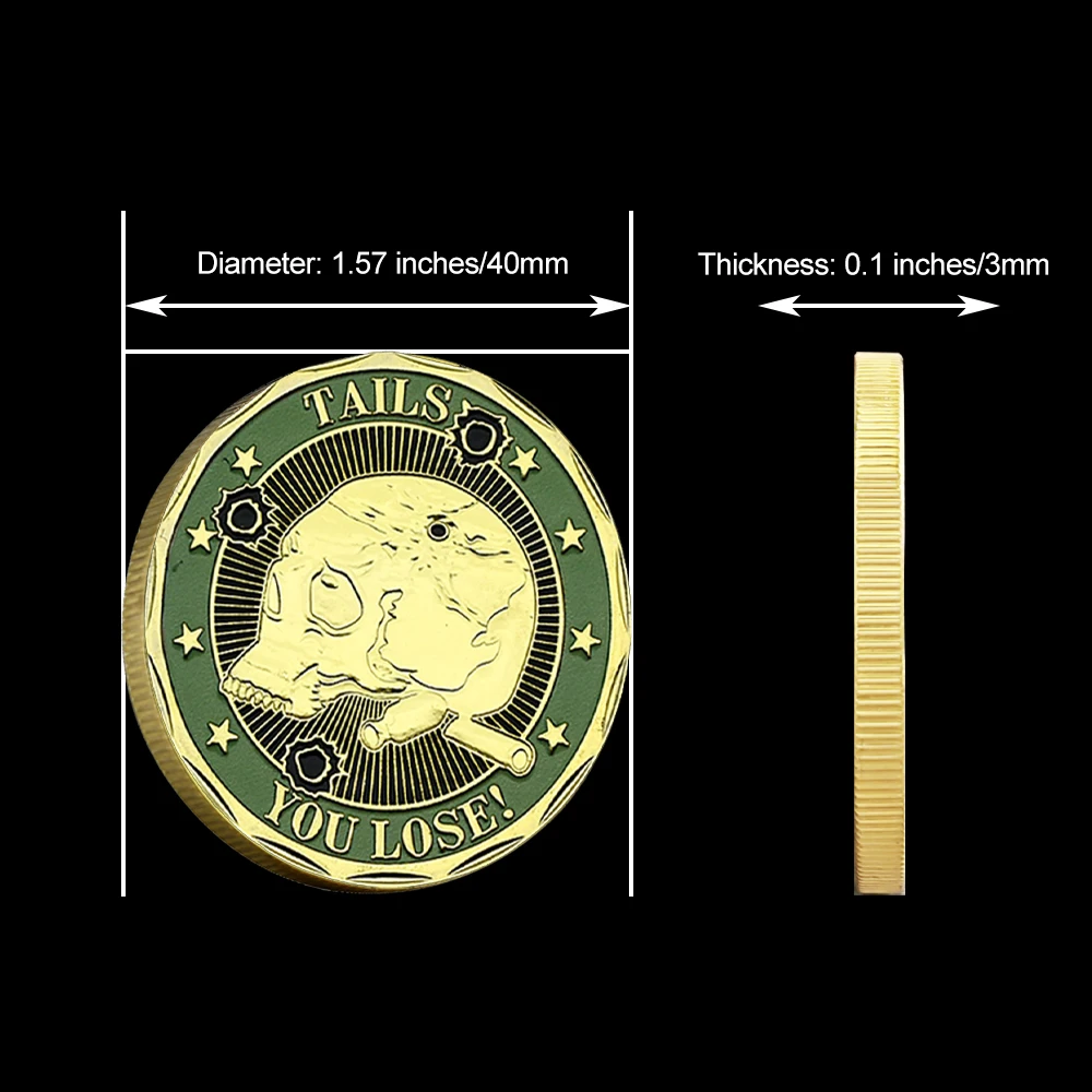 Heads Tails Challenge Coin Skull Commemorative Coin You Lose We Win Collectible Gift