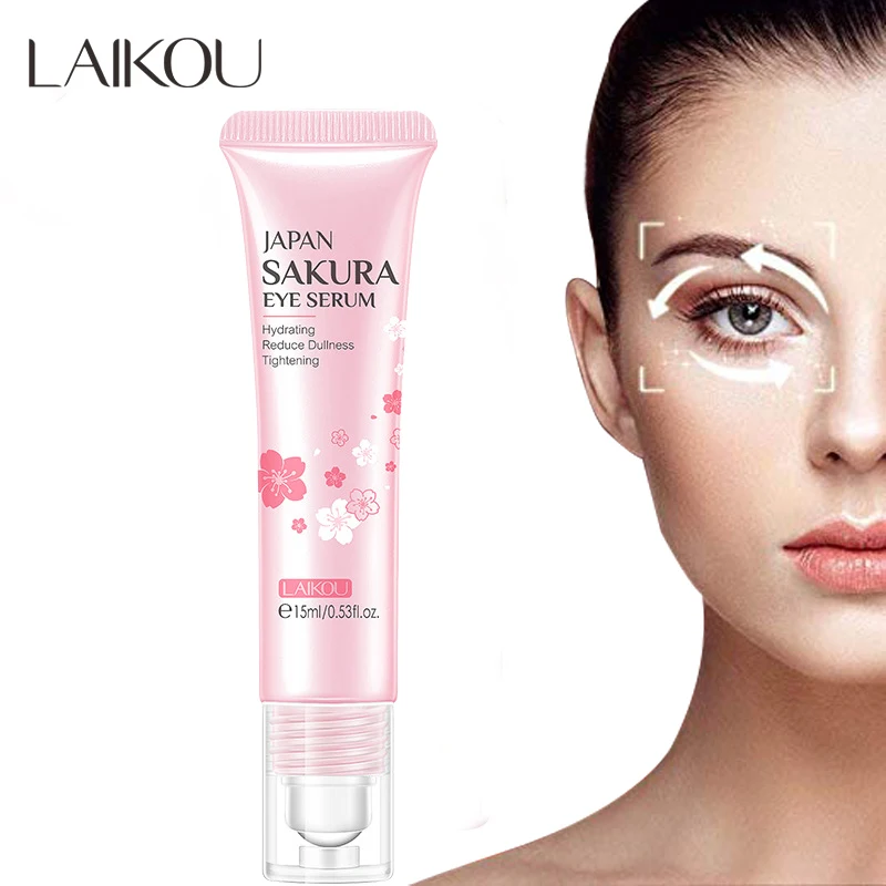 Sakura Serum Eye Massage Cream Slide Ball Essence Firming Remover Dark Circles Wrinkle Anti-Puffiness Bags Under Eye Skin Care