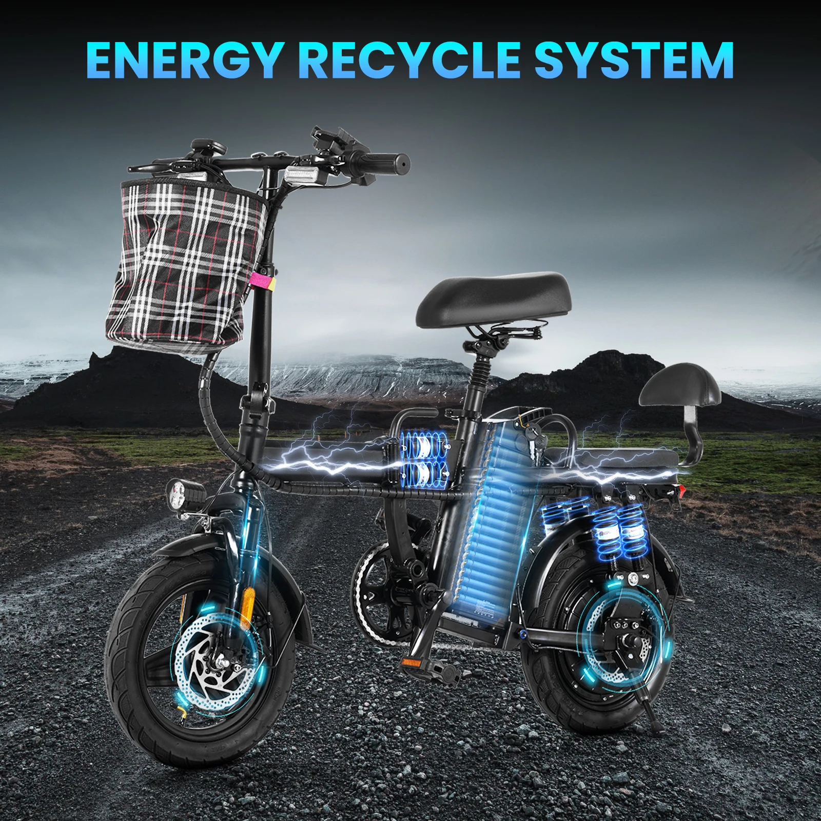 A9 Foldable electric bicycle 500W LED display 3 Modes 14inch vacuum tire