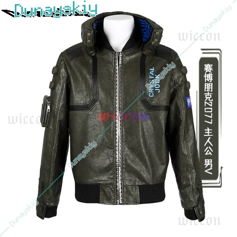 Game Punk Style 2077 Samurai Main Character V Cosplay Costume For Man Faux Leather Game Jacket High Quality Coat