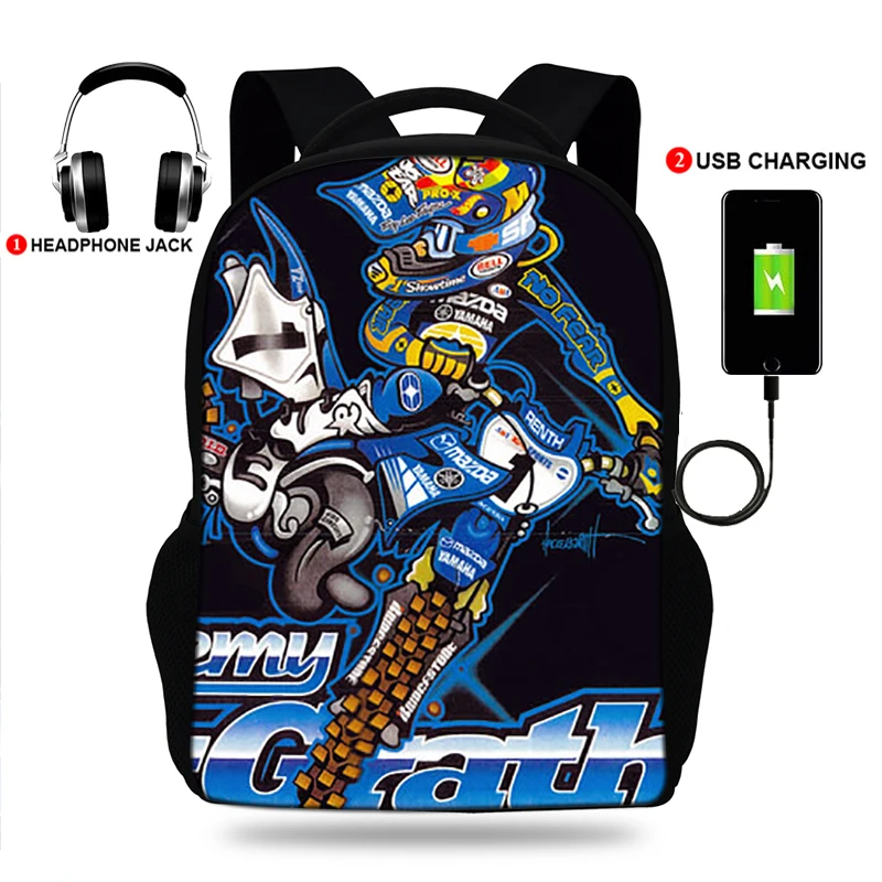 School Bags 3D Print Kids Backpack Schoolbag Motorcycle Motocross Print Bookbags For Teenager Girls Boys Children Book Bag