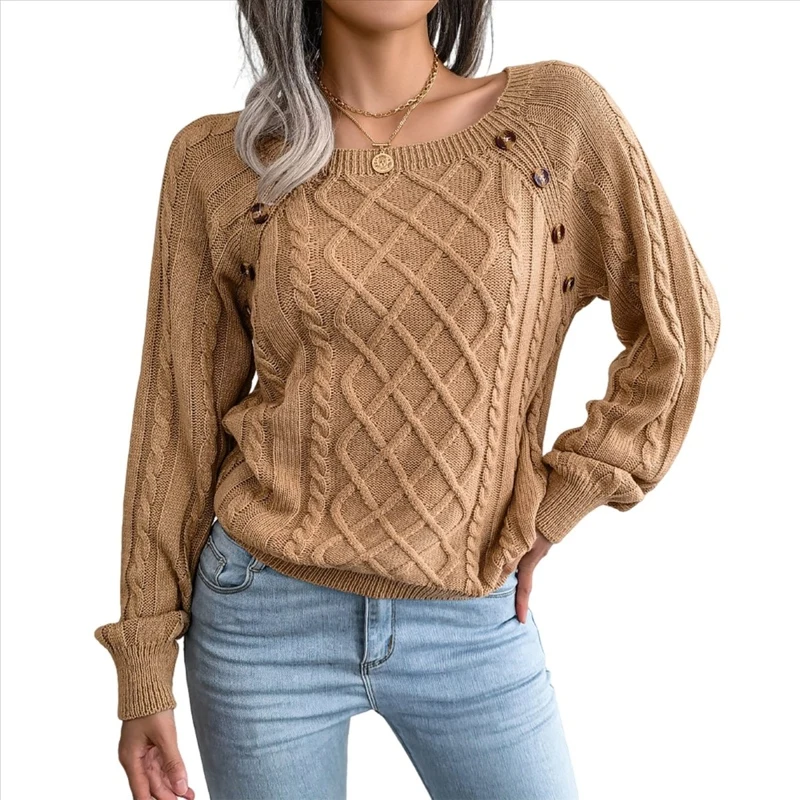 Women Knit Sweater Crew Neck Long Sleeve Leopard Print Casual Daily Commute  Knit Pullover Ladies Tops