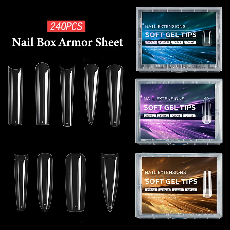 الفاخرة أظافر صناعية نصائح لينة هلام الإصبع شبه ماتي كبسولات اللوز الفرنسية التابوت غطاء كامل الأظافر الاصطناعية وهمية تمديد #1