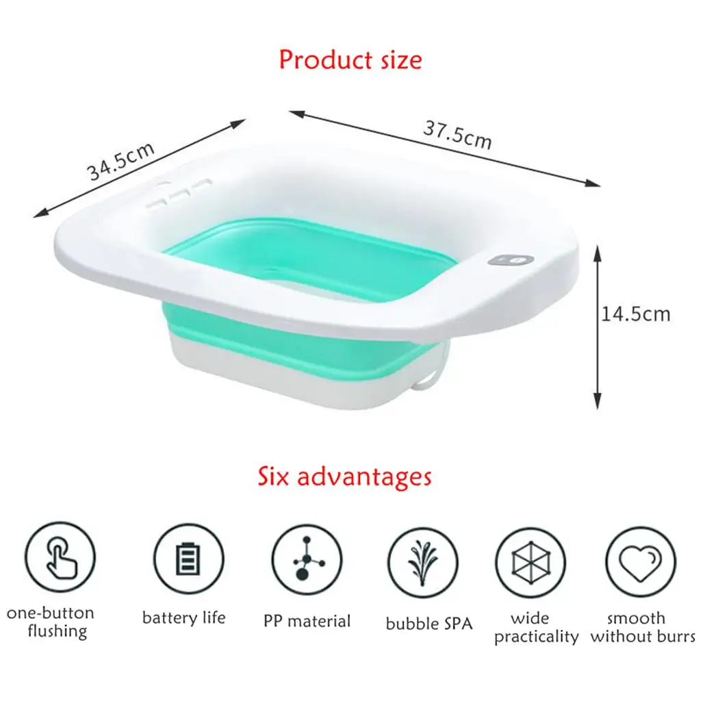 Sitz Bath for Toilet Electric Folding Portable Woman Bath Tub Basin for Pregnant Women Soothes Cleanse Hemorrhoids with Flusher images - 6