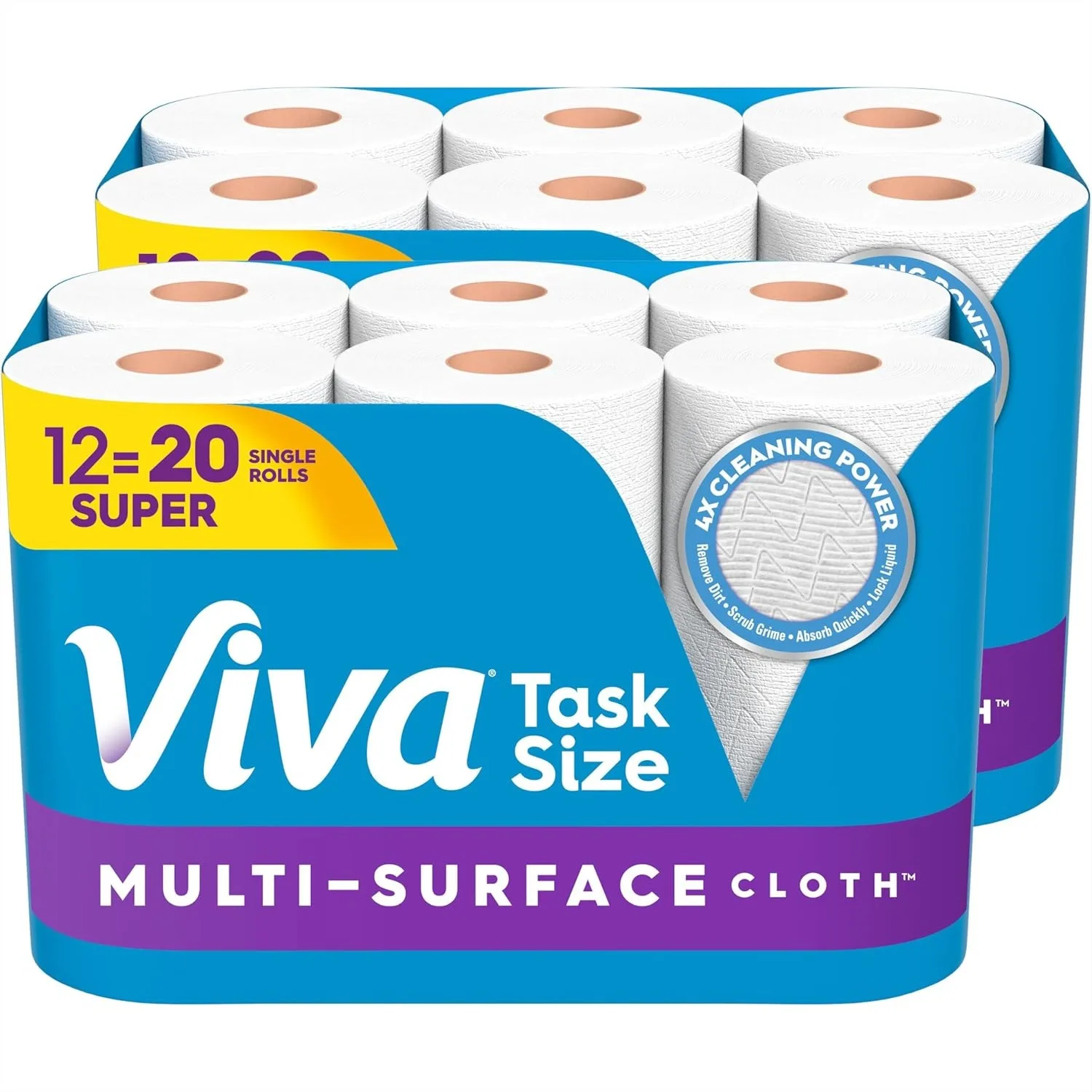 

Viva Multi-Surface Cloth Paper Towels, Choose-A-Sheet Size, 12 Super Rolls, 81 Sheets per Roll