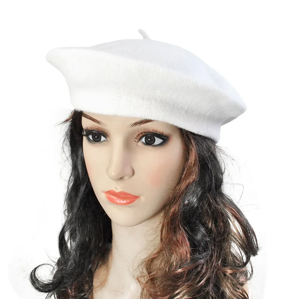 Women Beret French Artist Warm Wool Winter Hat Vintage Solid Color Elegant Lady Caps