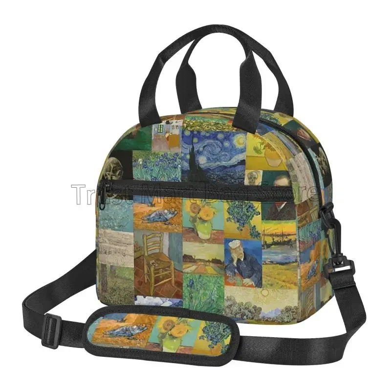 Vincent Van Gogh Painting Insulated Lunch Bag Tote Meal Bag Reusable Portable Thermal Lunch Box Handbags for Work School Picnic