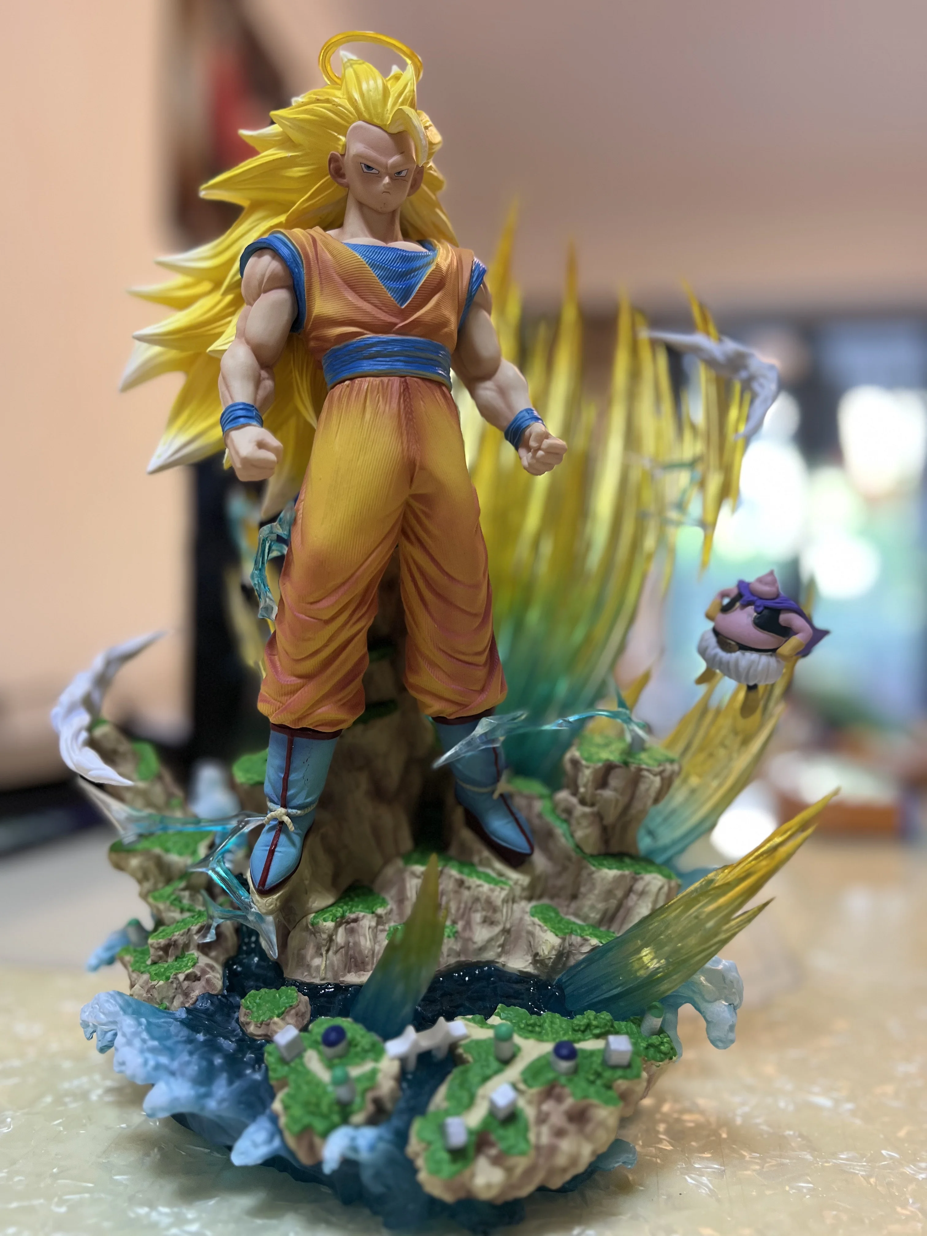 Stock 33cm Dragon Ball Z Figurine Luminous Super Saiyan 3 Figure Son Goku Infinite Initial Super Large Model  Gk Model Pvc Toys