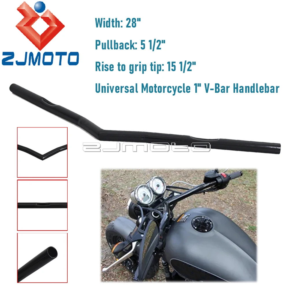 Universal Motorcycle V-Bar Style Black 1