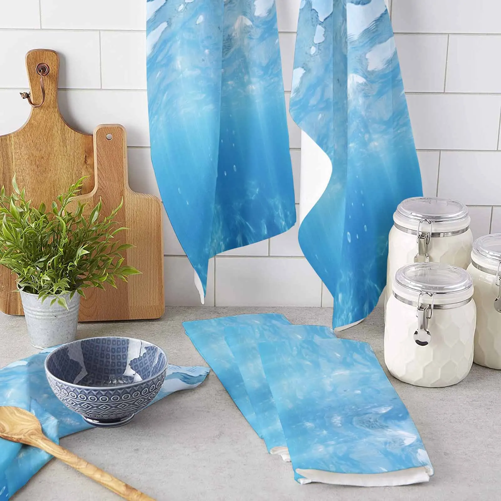 Ocean Seawater Sunshine 45x75 Microfiber Kitchen Towel for Hand Dry Bathroom Cleaning Cloth Set Printed Beach Towels