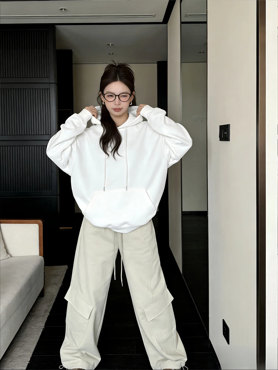 

Брюки для похудения однотонные в корейском стиле, с крупным принтом, повседневные, свободные, из эластичной ткани, весна-осень-зима