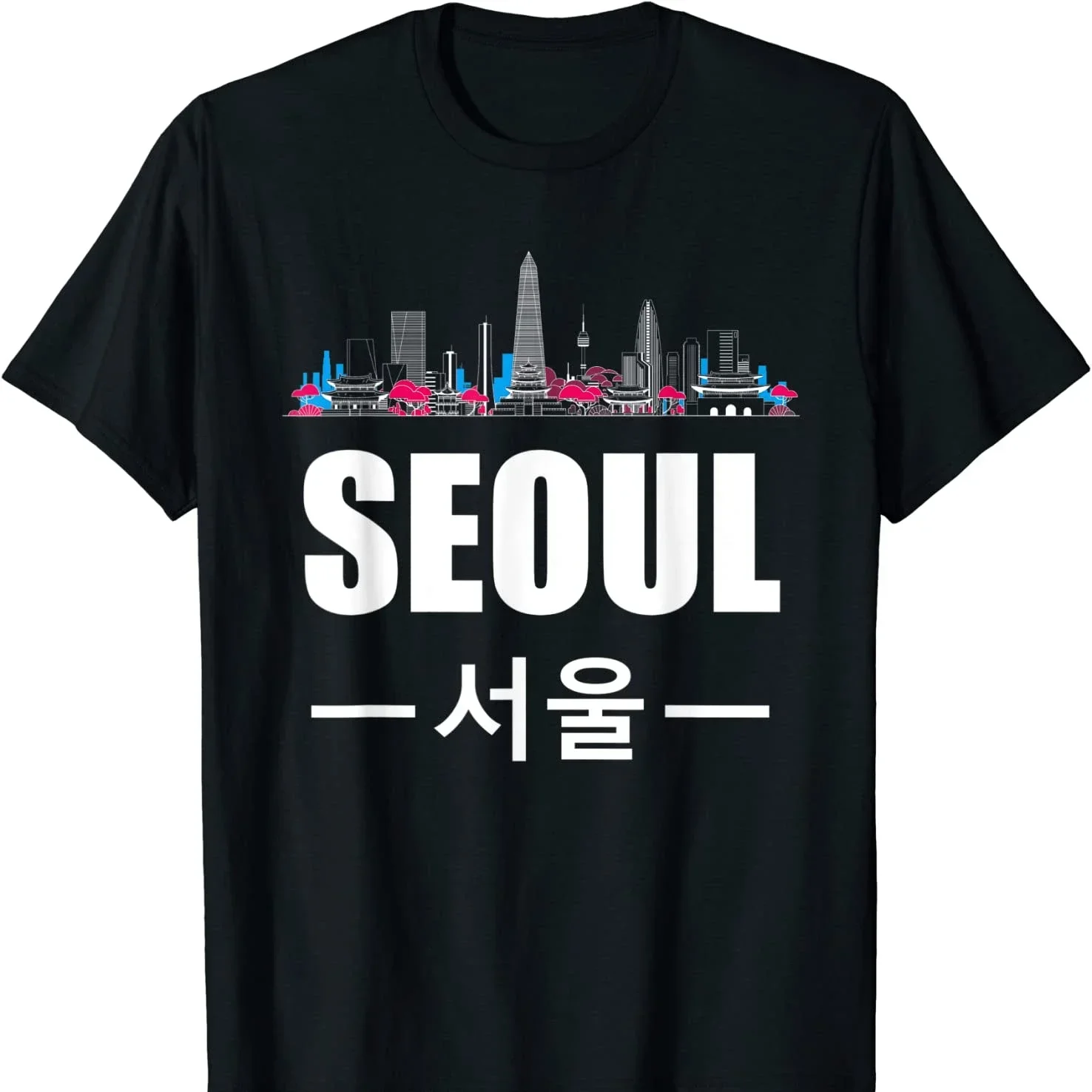 100% Cotton Short Sleeve O-Neck Casual T-shirts Harajuku Streetwear Top Kpop South Korea Seoul City Line T Shirt New harajuku