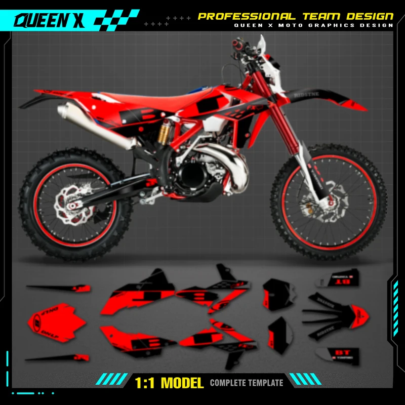 QUEEN X MOTO Motorcycle Team Graphics Decal & Sticker Kit For BETA RR 2013 2014 2015 2016  2017 004