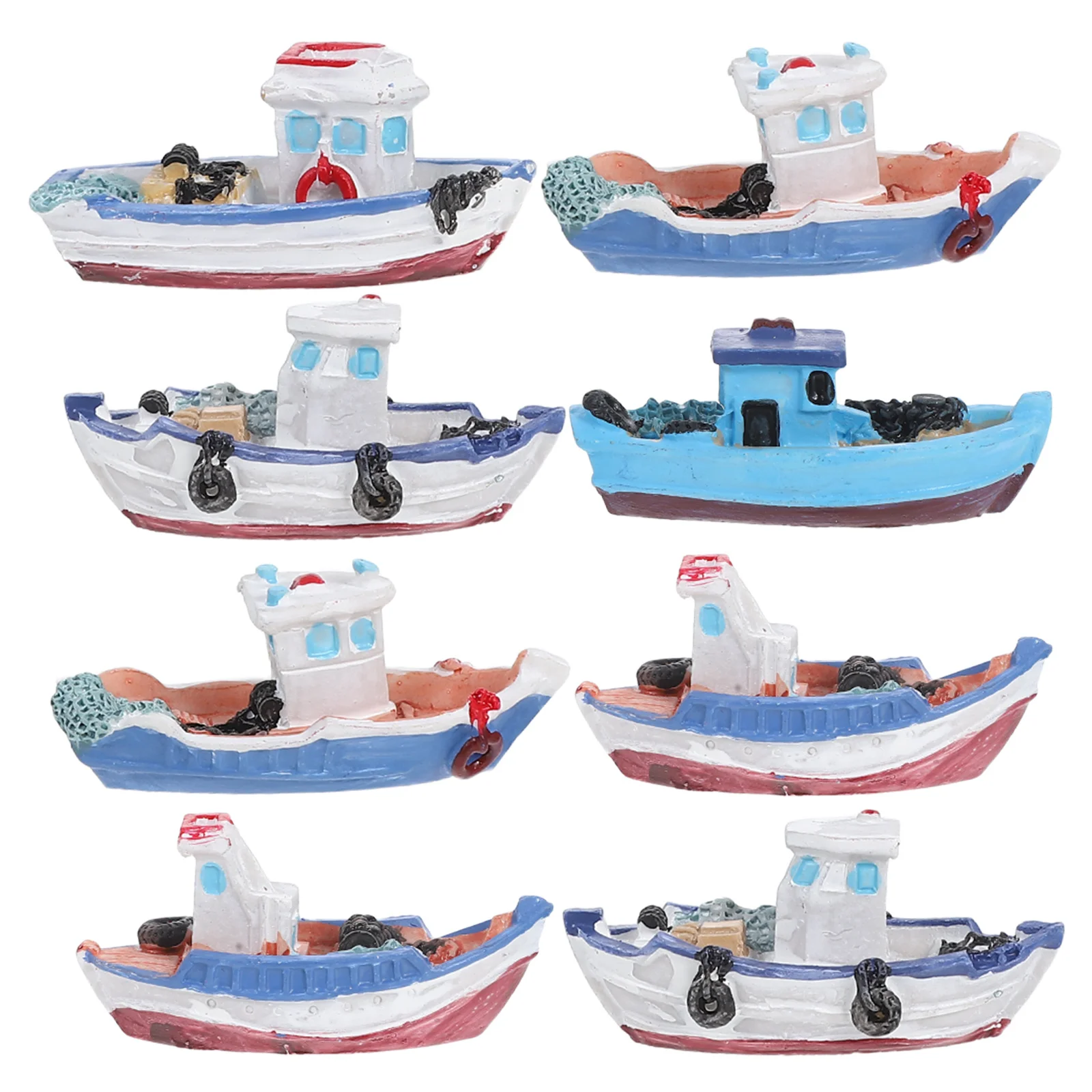 

8pcs Micro Landscape Miniatures Boat Decorations For Mini House Beach Decor Desktop Garden Accessories Yacht Ornament Kit Beach