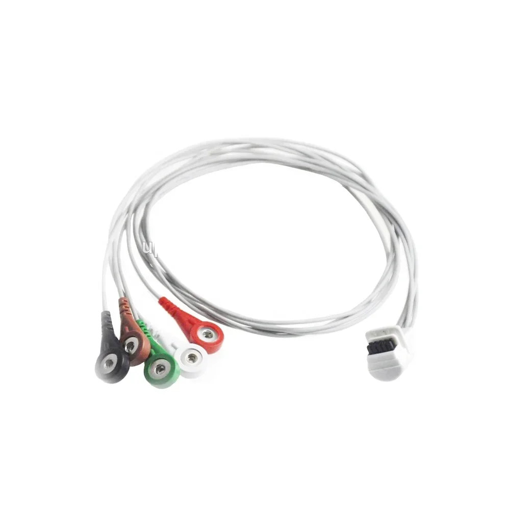 H3+ mortara holter ecg cable with 5 lead ecg cable snap AHA