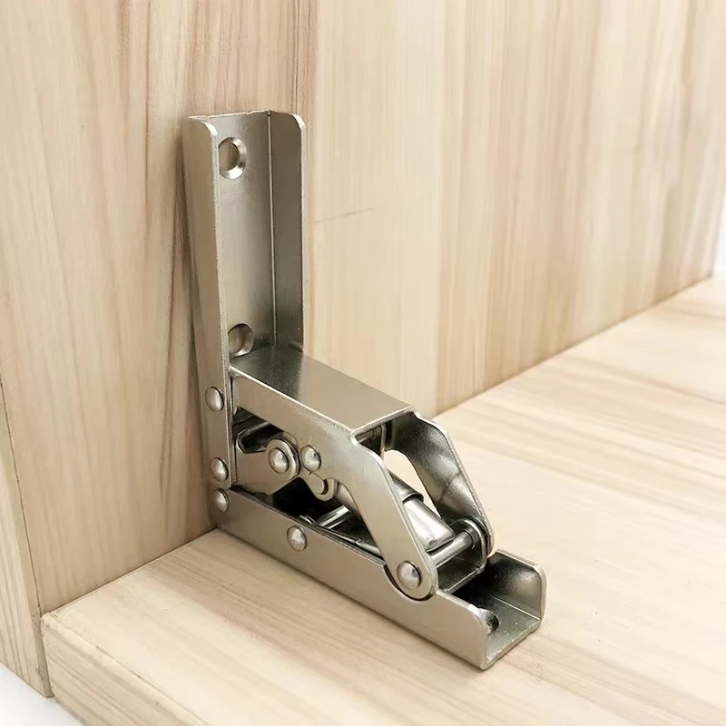 90Degree Hole-free Folding Hinge Table Legs Brackets 180 Degree Flat Spring  Folding Hinge Furniture Hardware Connector