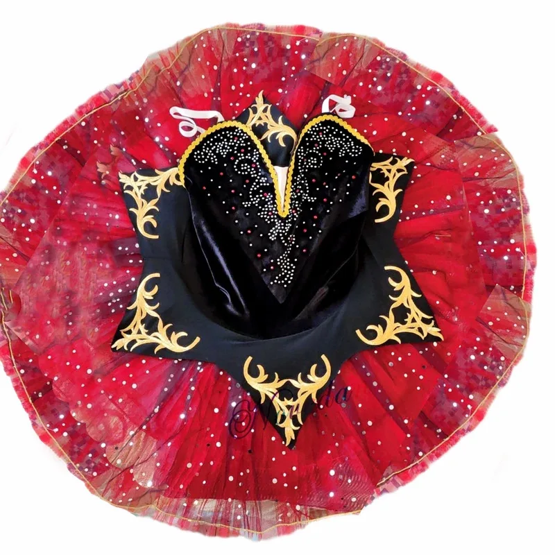 Black Red Professional Tutu La Esmeralda Performance Ballet Tutu Platter Pancake Tutu Dress Girls Kids Ballerina Party Costume