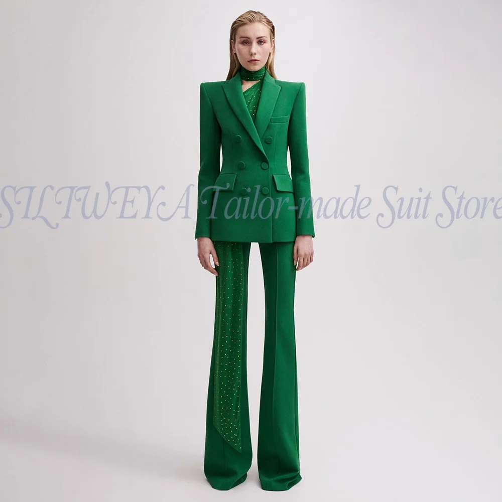 Fashionable and Elegant Double Breasted Female Suit 2 Pieces Jacket Pants Office Chic Outfits Formal Occasion Conjuntos De Mujer