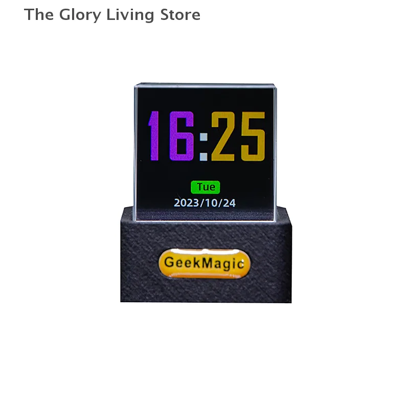 GeekMagic GIFTV Crystal Cube Photo Display Holográfico Desktop Estação Meteorológica Inteligente Relógio Digital com Álbum de Animações GIF