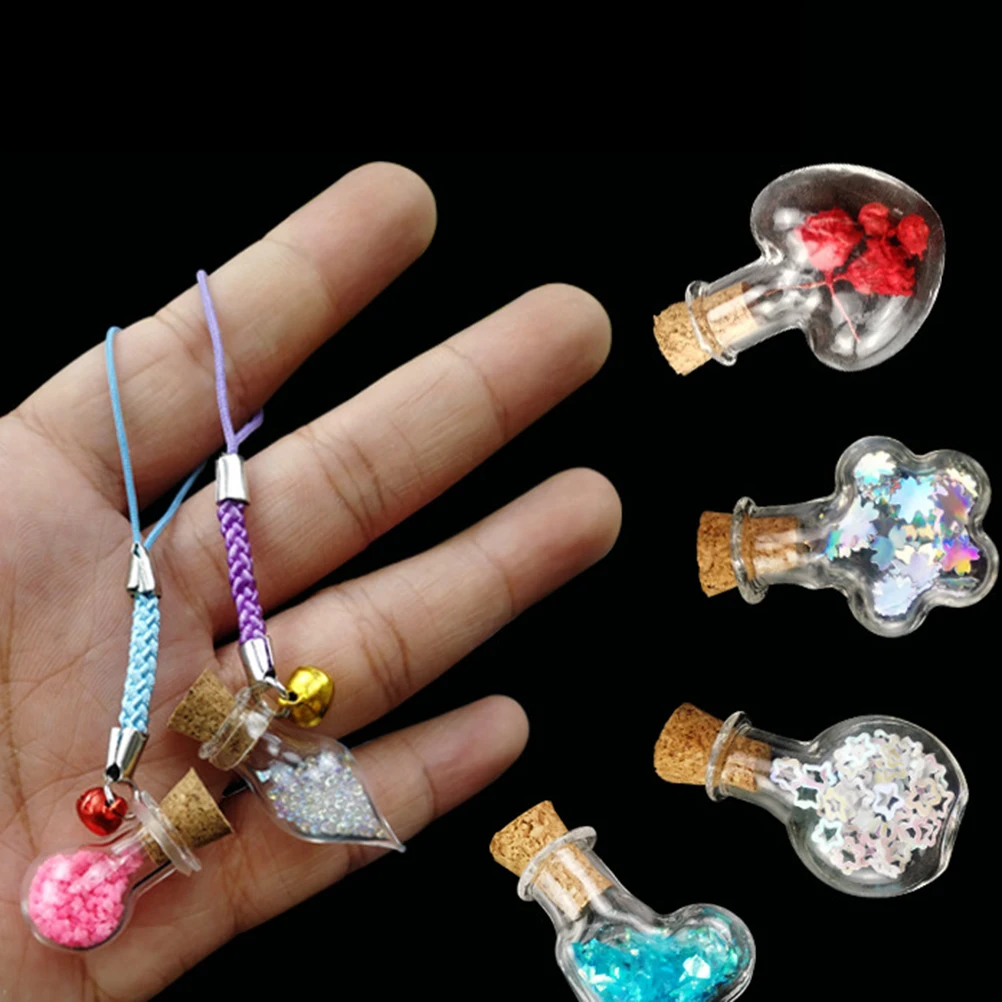 

10PCS Small Glass Bottles Unique Wishing Drifting Bottle for Girls Decorative Hanging Rope Wooden Cork Long Use Vase