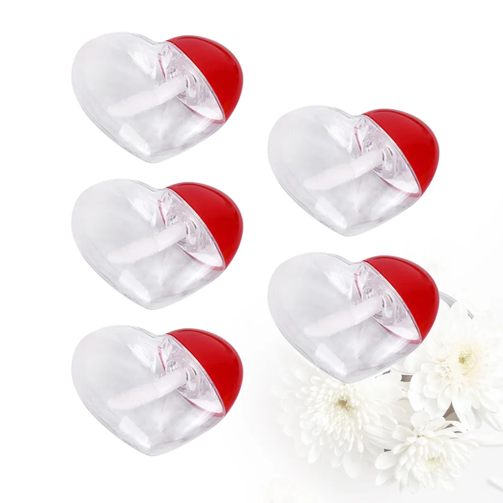 5 pièces d'un ensemble Tube de brillant à lèvres en forme de coeur Tube vide Portable Tubes de rouge à lèvres liquide Tubes de stockage de Mascara simples pour la maison Tra