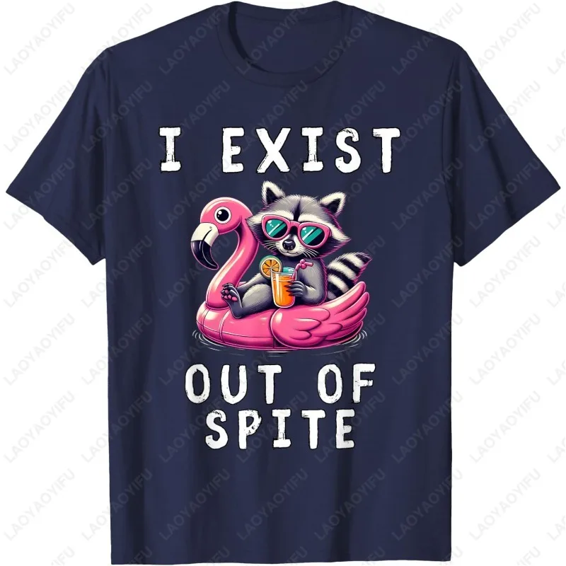 I Exist Out of Spite Funny Sarcastic Raccoon TShirt Classics Trend Aesthetic Lovely Tees Unisex High Quality Cotton Regular Tops