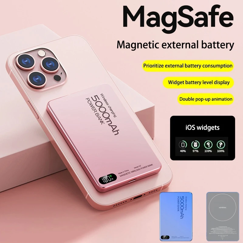 New Original Alloy Powerbank Backup Battery For iPhone 16 15 14 13 12 Wireless Fast Charger Magnetic Power Bank For Magsafe