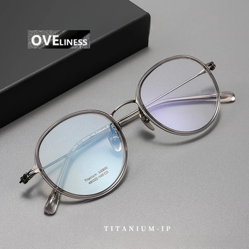 

Screwless Eyeglasses Frame Men Women Round Morten Denmark Korean Glasses Frame Acetate Titanium Eyewear