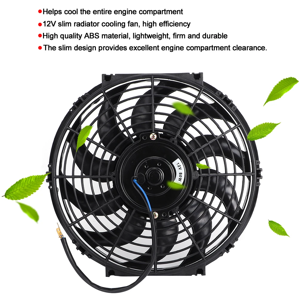 12inch Universal Slim Radiator Cooling Fan Thermo 12V with Mounting Kit Electric Radiator Fan Radiator Cooling Fan