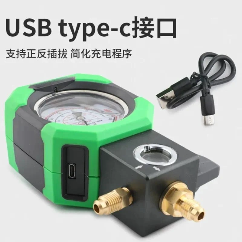 Refrigerant Gauge Single Valve for R22 R410A R32 Air Conditioner, Oil Filled Charging Pressure Gauge HVAC Repair Tool